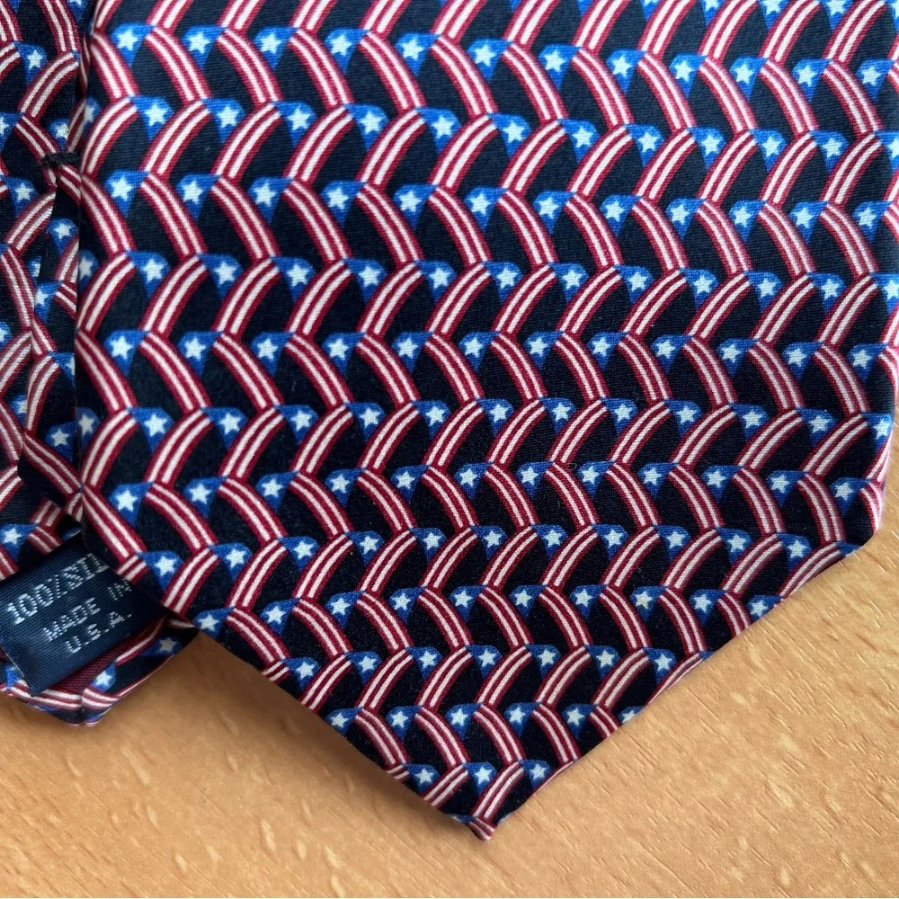 Patriotic Americana Stars and Stripes Red/White/Blue Silk American Flag Neck Tie